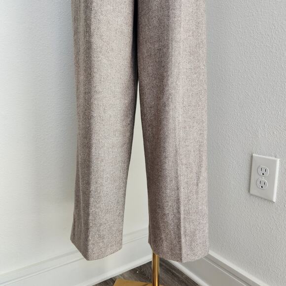 Banana Republic High Rise Straight Leg Beige Herringbone Wool Blend Trouser Pant - Picture 10 of 14